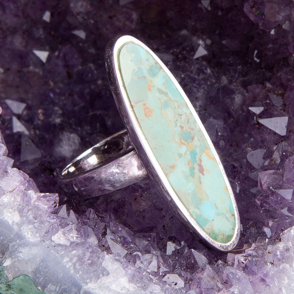 Pueblo blå turkos och sterlingsilver oval ring