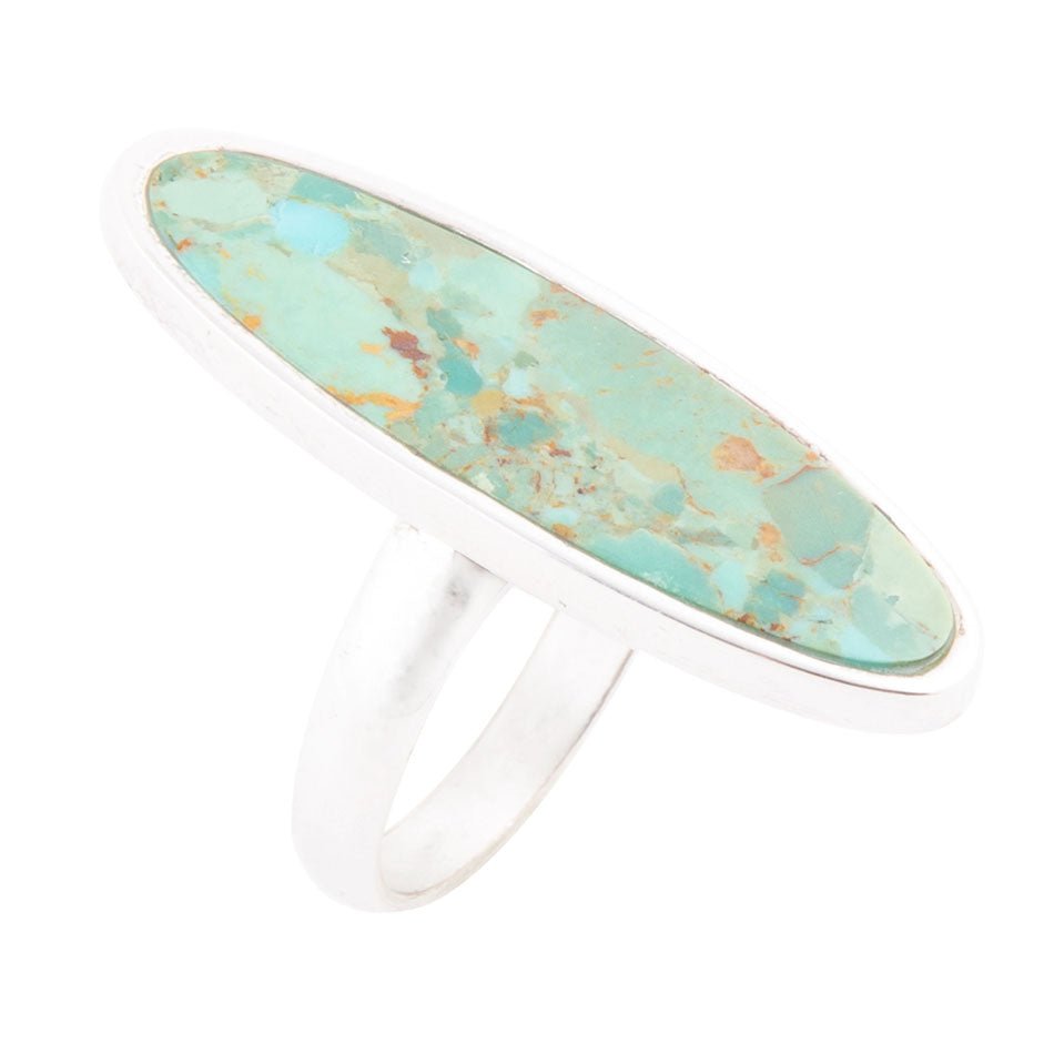 Pueblo blå turkos och sterlingsilver oval ring
