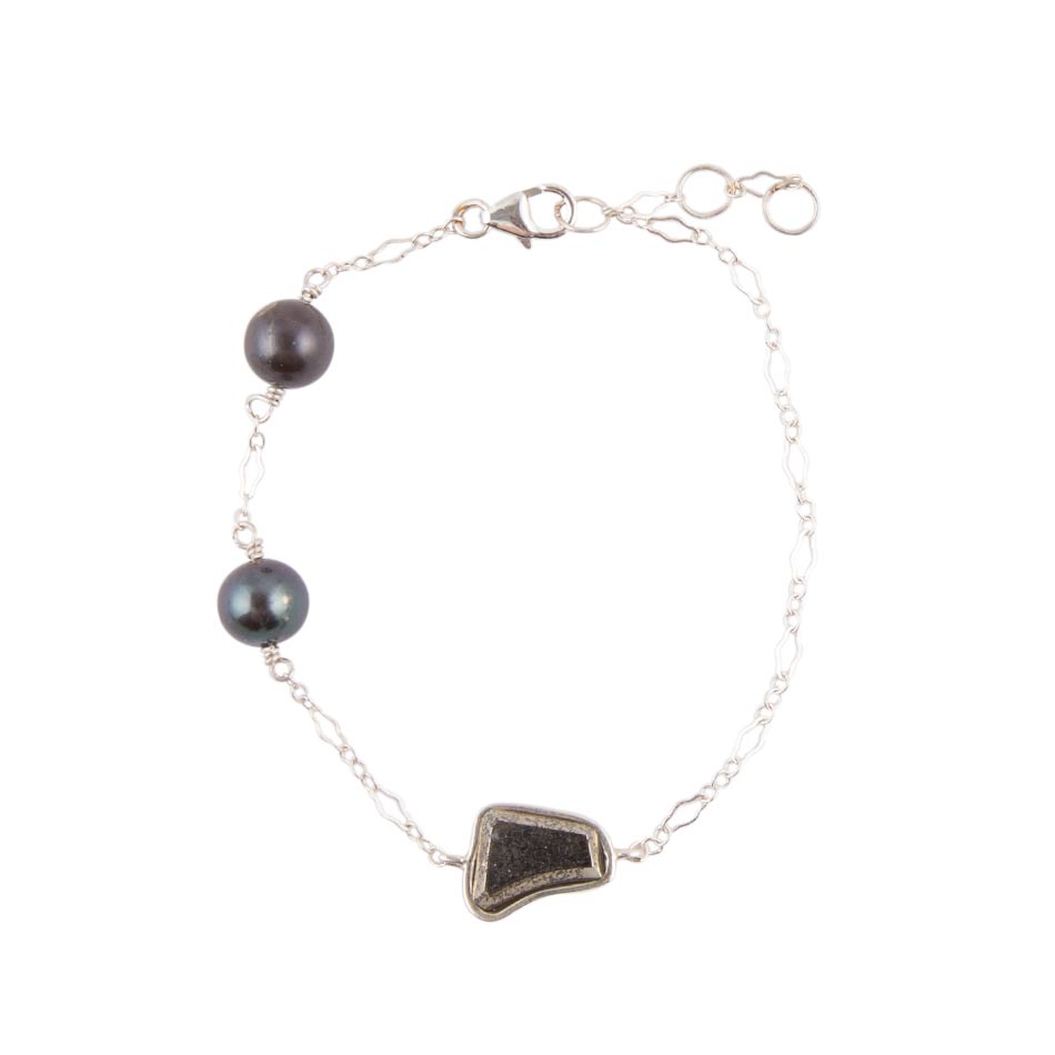 Bracciale in argento sterling con perla tahitiana viola
