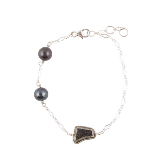 Bracciale in argento sterling con perla tahitiana viola