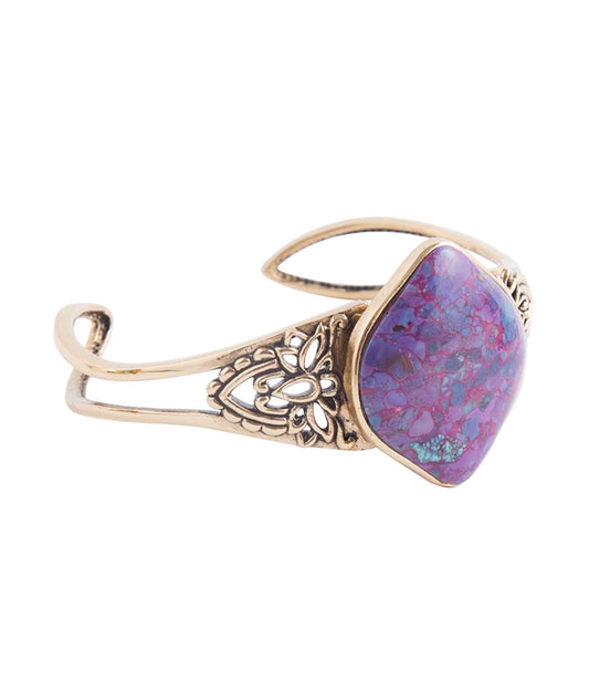 Bracciale rigido dorato turchese viola