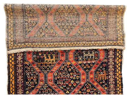 Rare Antique Handmade Caucasian Kazak Rug 4’ x 9’