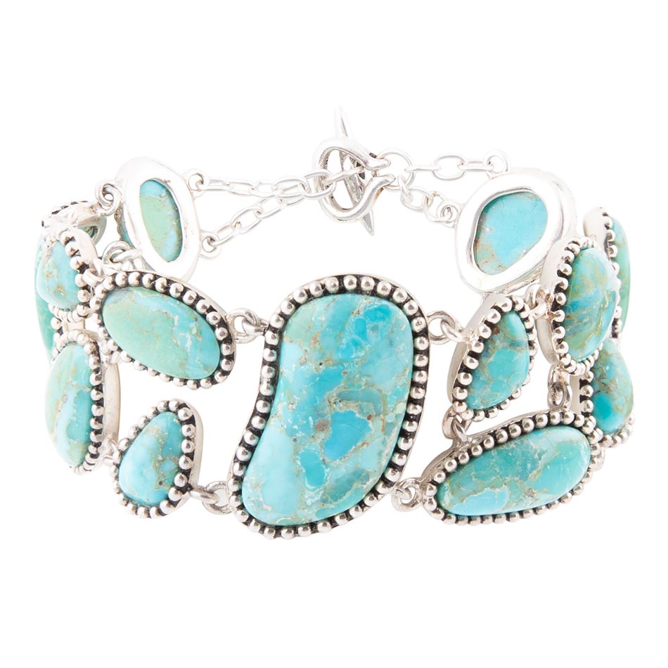 Bracciale a catena in argento sterling con turchese blu raffinato