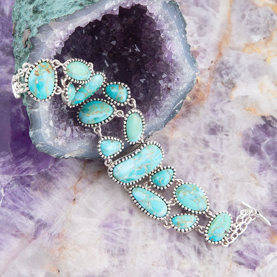 Bracciale a catena in argento sterling con turchese blu raffinato