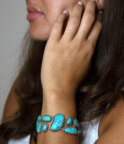 Bracciale a catena in argento sterling con turchese blu raffinato