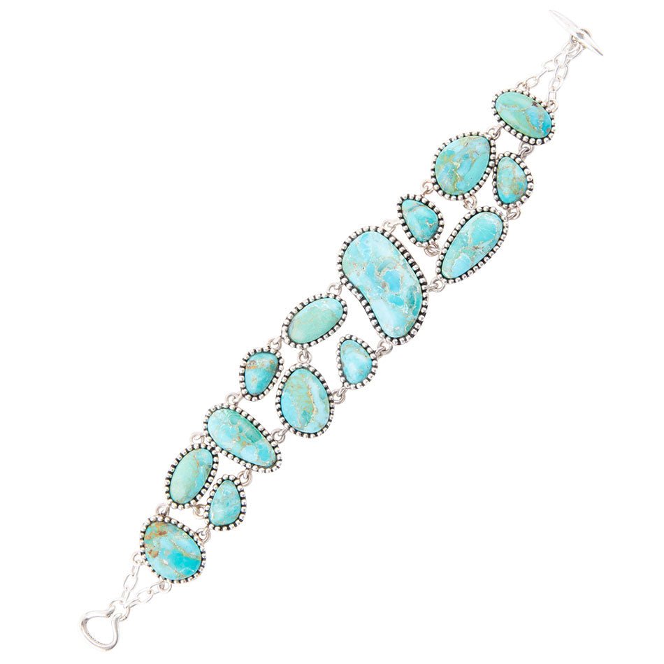 Bracciale a catena in argento sterling con turchese blu raffinato