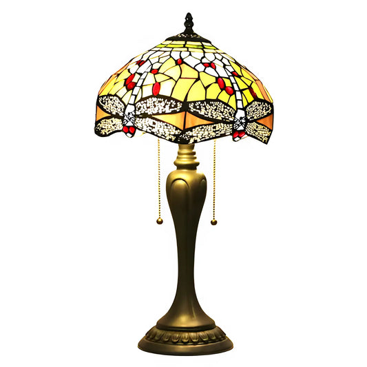 Retro glas Tiffany-lampa med trollsländeglasarbete