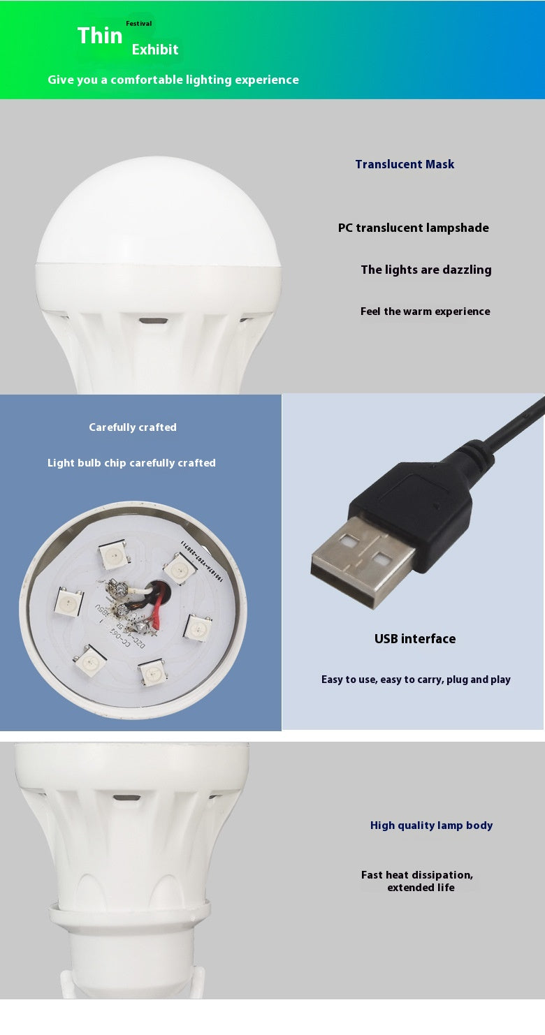 Fantastisk färgad LED-lampa med 5V mobilström för kraftfull belysning