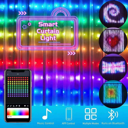 RGB smart ljusslinga för gardin- och festdekoration med appstyrning