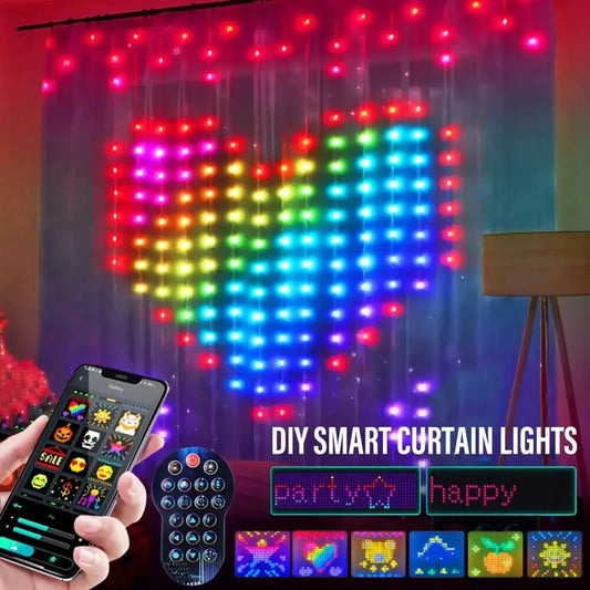 RGB smart ljusslinga för gardin- och festdekoration med appstyrning
