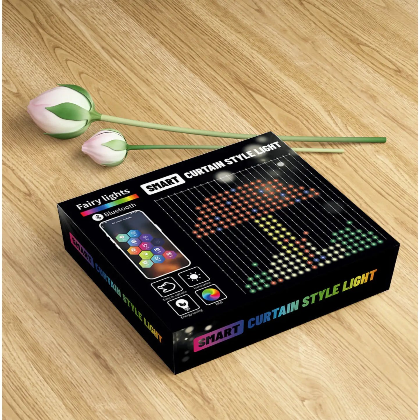 RGB smart ljusslinga för gardin- och festdekoration med appstyrning