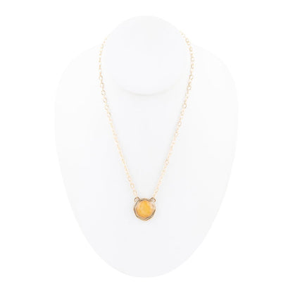 Flusssteine Gelber Quarz und Goldbronze Halskette