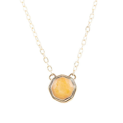 Flusssteine Gelber Quarz und Goldbronze Halskette