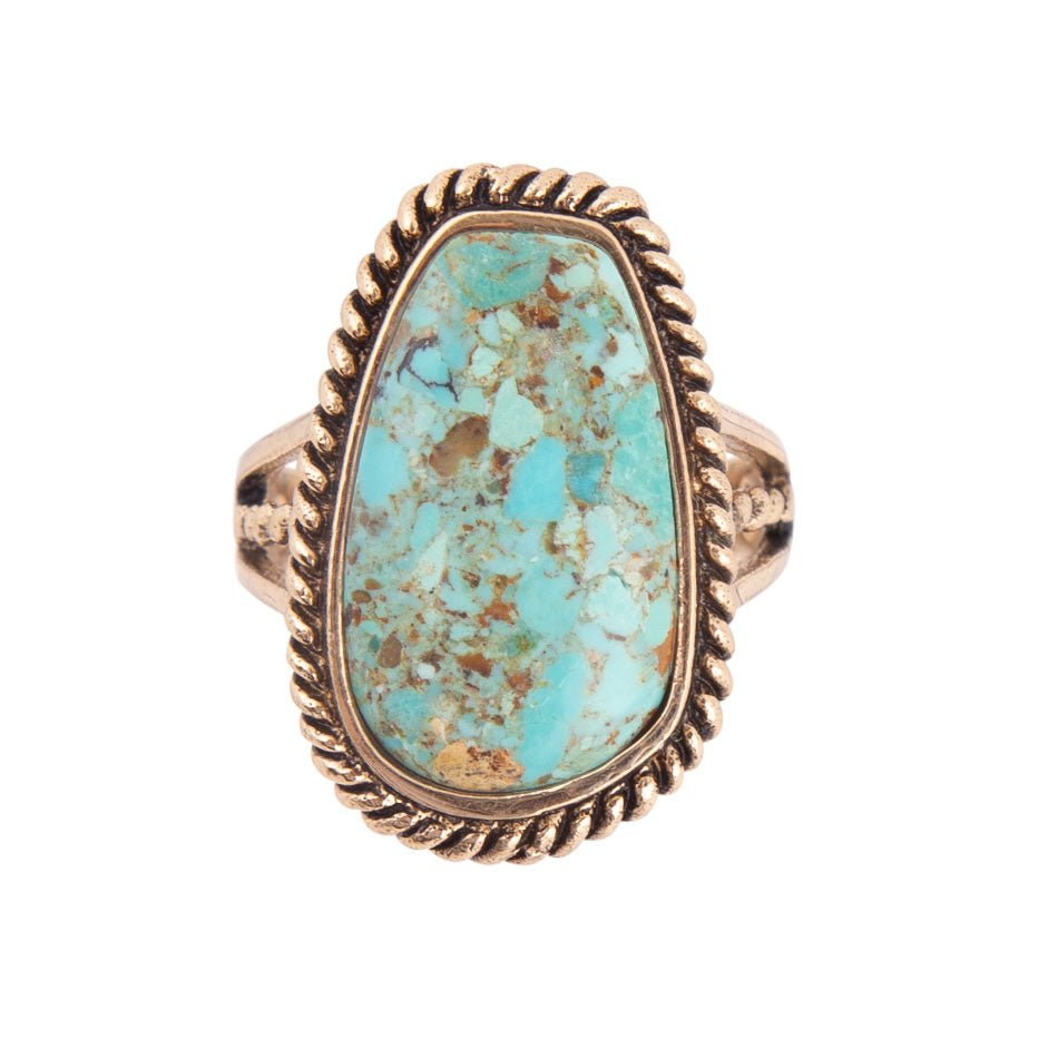 Ring met koord en turkoois