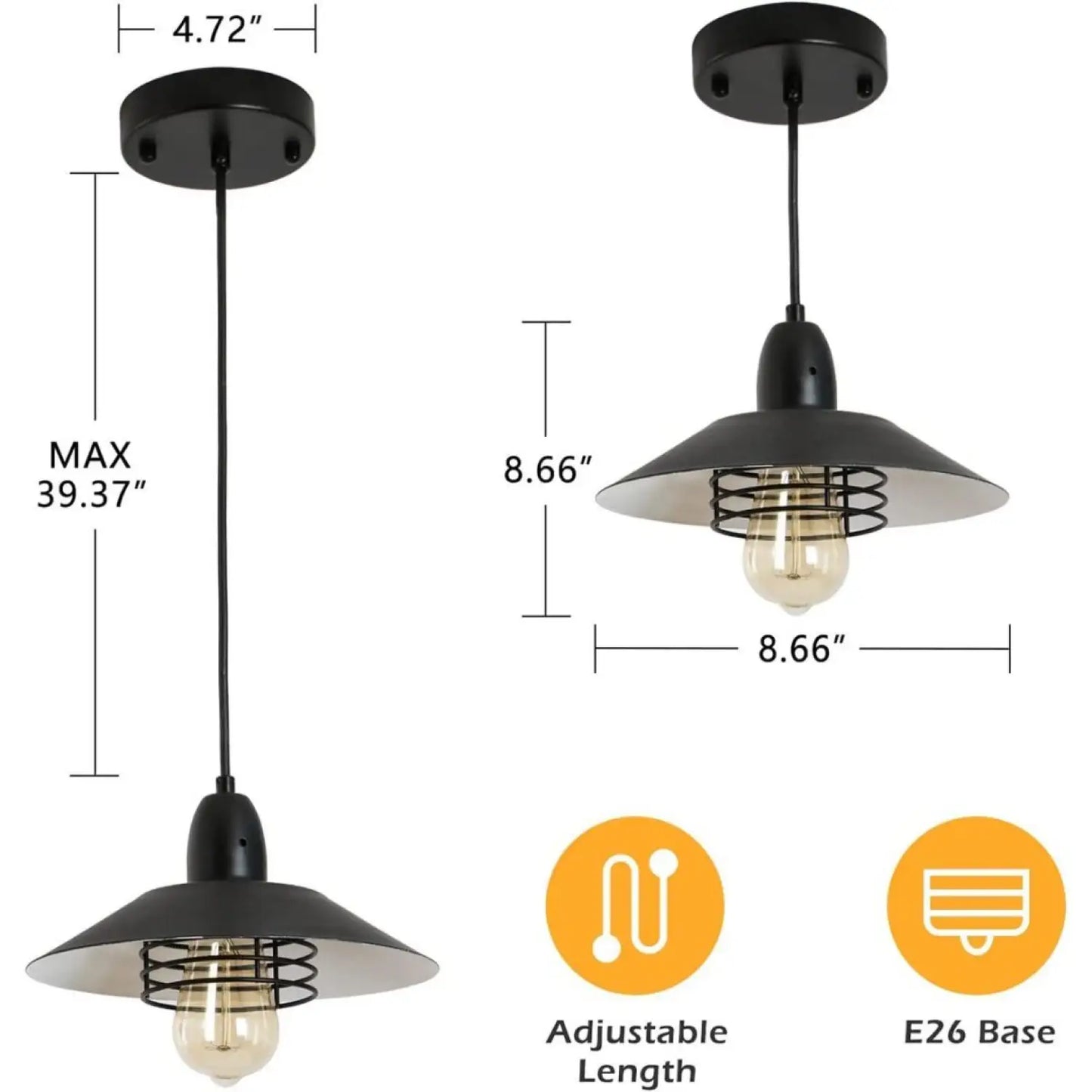 Rustic Adjustable Metal Vintage Pendant Lights for Indoor Spaces