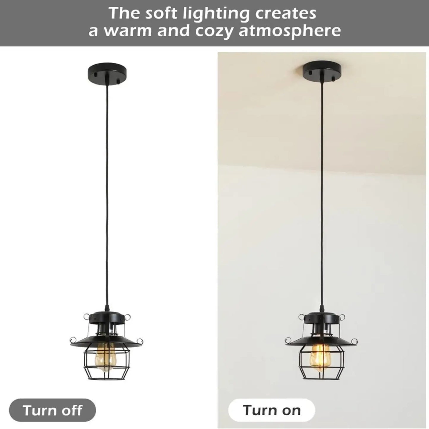 Rustik svart hänglampa för ö med justerbar burdesign