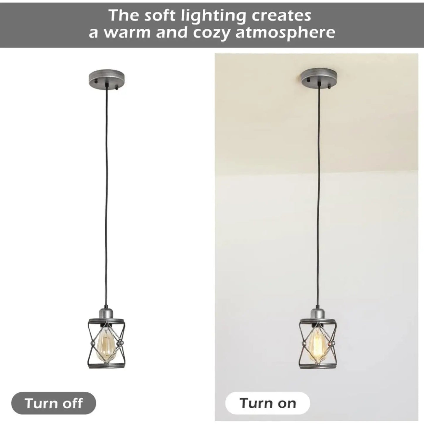 Rustik silver metallhänge ljus för kök med justerbar LED-lampa