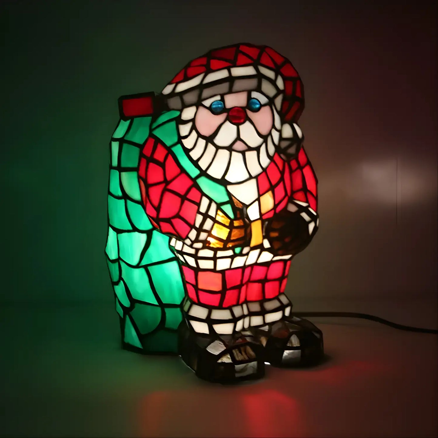 Santa stående Tiffany-lampa glas bordsskiva