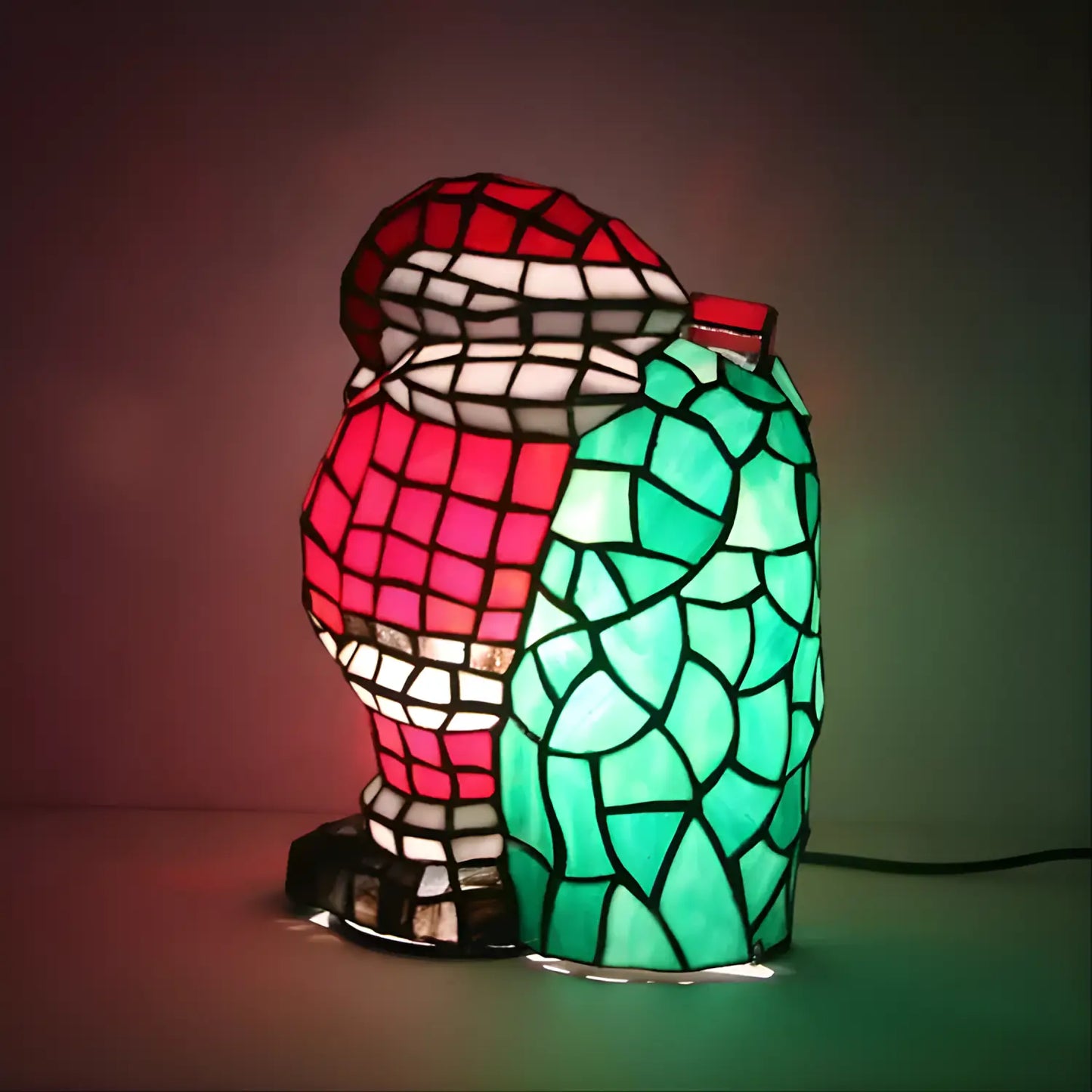 Santa stående Tiffany-lampa glas bordsskiva
