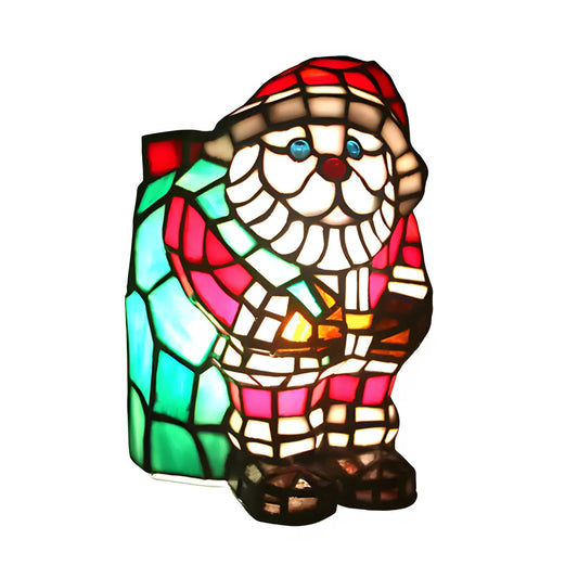 Santa stående Tiffany-lampa glas bordsskiva