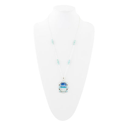 Collana con pendente in larimar blu spiaggia scenica e argento sterling
