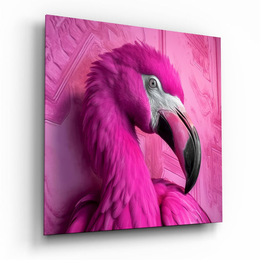 Arte de pared de vidrio en color magenta fucsia flamenco