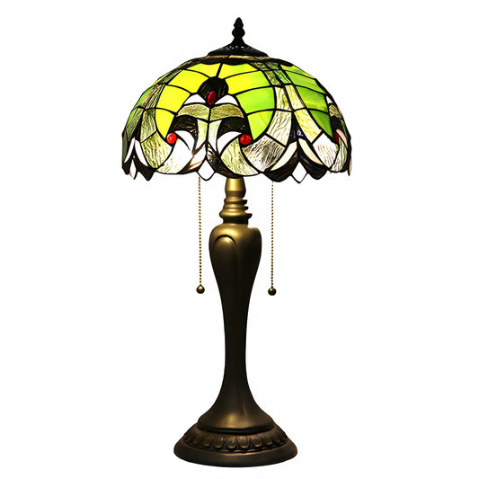 Original Tiffany-lampa med havsgrönt glasarbete