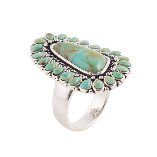 Anello statement in argento sterling e turchese Sedona Blue