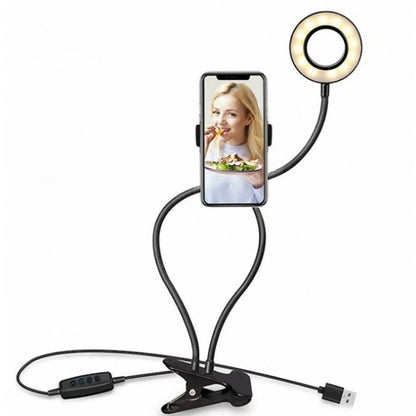 Selfie-ringlampa med justerbart stativ på 8 CM för smink och liveströmning