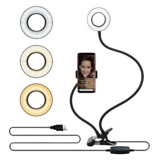 Selfie-ringlampa med justerbart stativ på 8 CM för smink och liveströmning