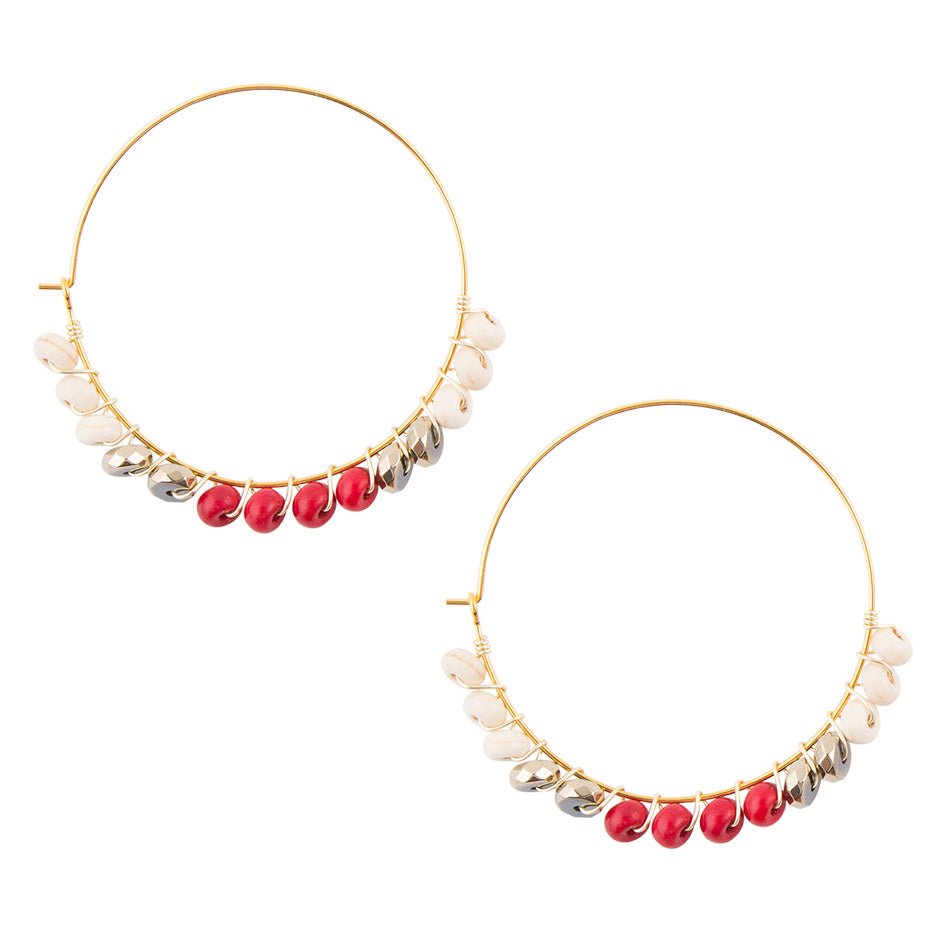 Pendientes de aro rojo sepia