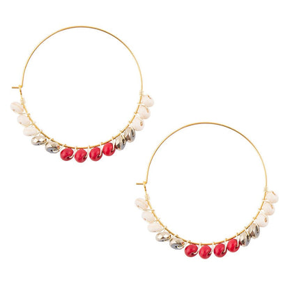 Pendientes de aro rojo sepia