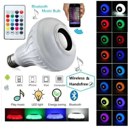 Sju-färgs LED-lampa med fjärrkontroll och trådlöst ljud