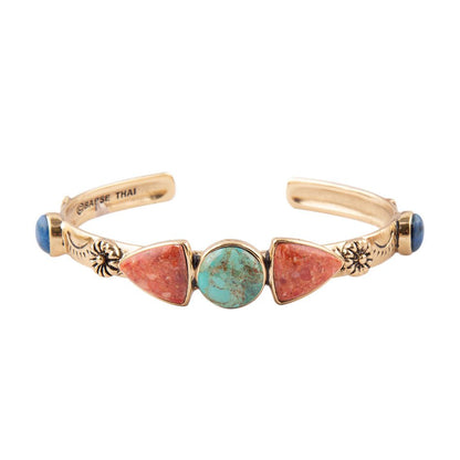 Shades of Multi Stone Golden Cuff Bracelet