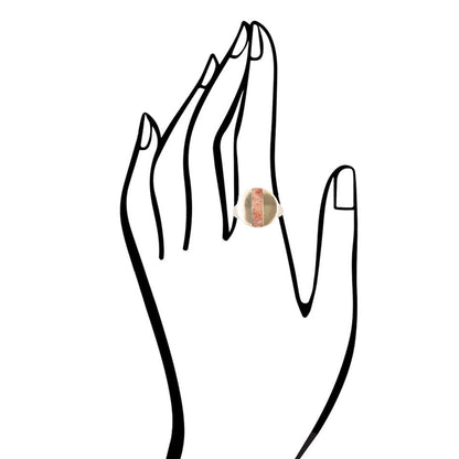 Signet Orange Sponge Coral and Golden Circle Ring