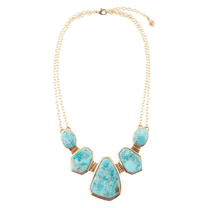 Plakken van blauwe turkoois gouden statement ketting