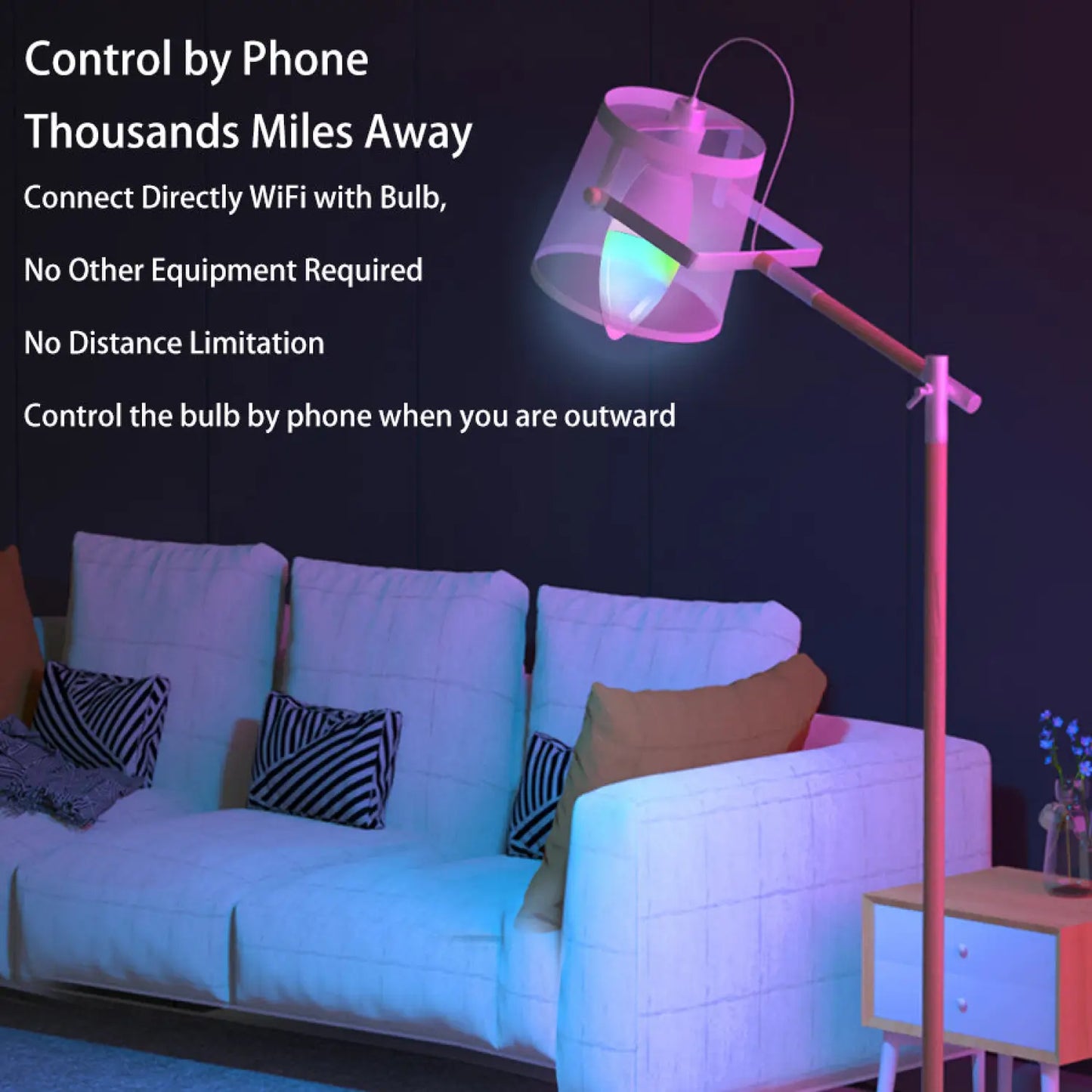 Smarta LED-lampor | E14 RGB CW WW dimbar glödlampa med röststyrning