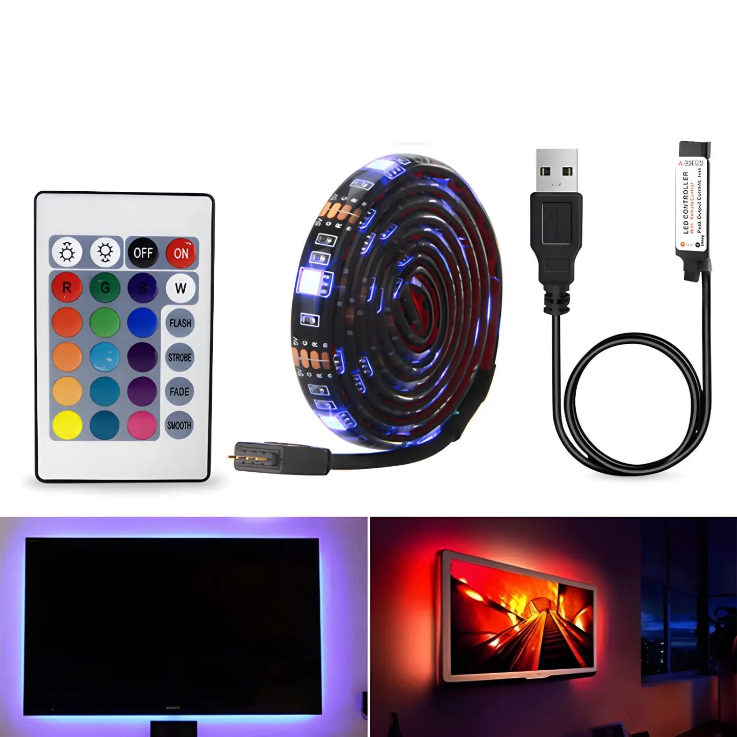 Smart LED-lampor Bluetooth RGB-remsa med fjärrkontroll