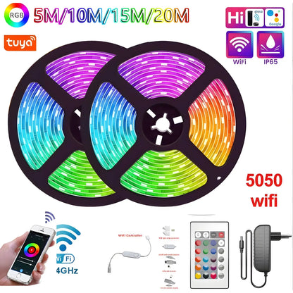 Smart LED-remslampa - WiFi- och Bluetooth-kontroll, 5050 RGB