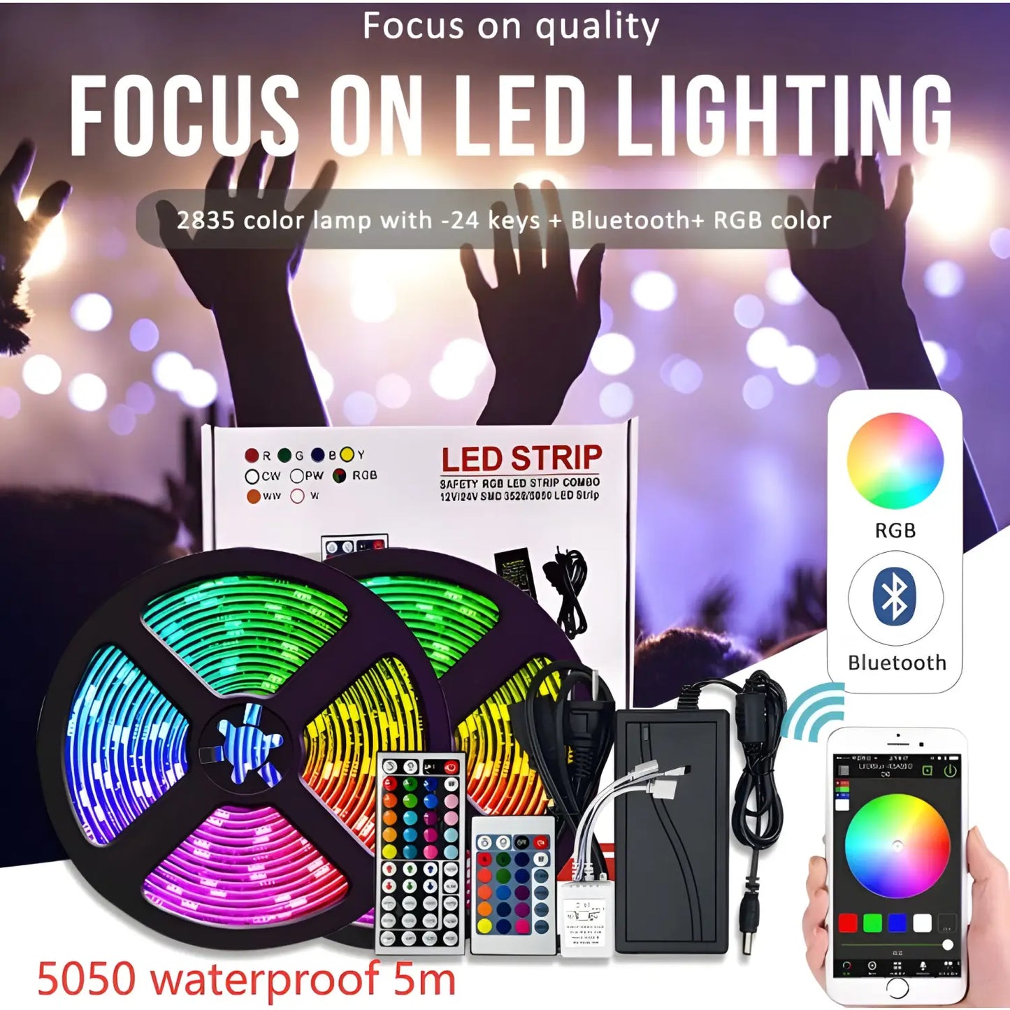 Smart LED-remslampa - WiFi- och Bluetooth-kontroll, 5050 RGB
