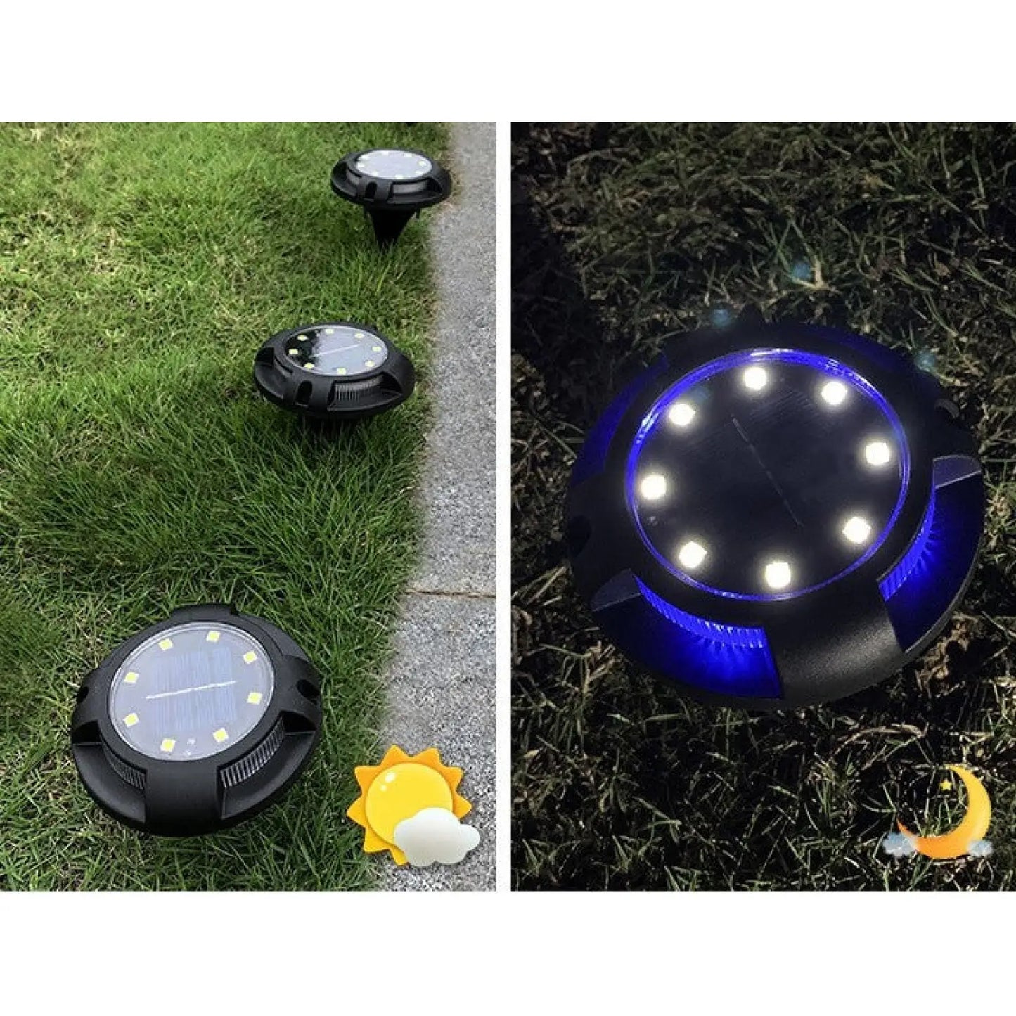 Solcellsmarkslampor med ljusstarka LED för trädgård och gångvägar