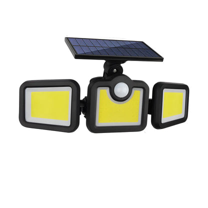 Solarlampa utomhus strålkastare med rörelsesensor, 3 huvuden, IP65 vattentät