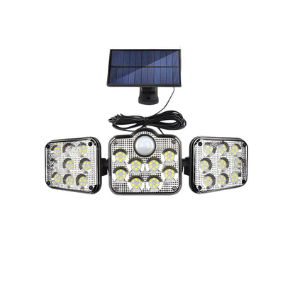Solarlampa utomhus strålkastare med rörelsesensor, 3 huvuden, IP65 vattentät