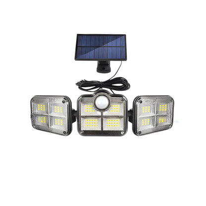 Solarlampa utomhus strålkastare med rörelsesensor, 3 huvuden, IP65 vattentät