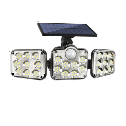 Solarlampa utomhus strålkastare med rörelsesensor, 3 huvuden, IP65 vattentät