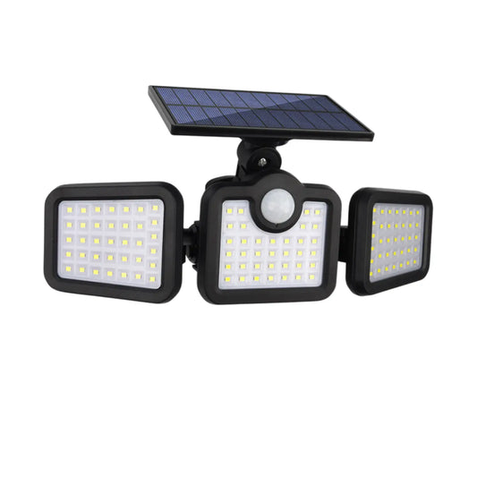 Solarlampa utomhus strålkastare med rörelsesensor, 3 huvuden, IP65 vattentät