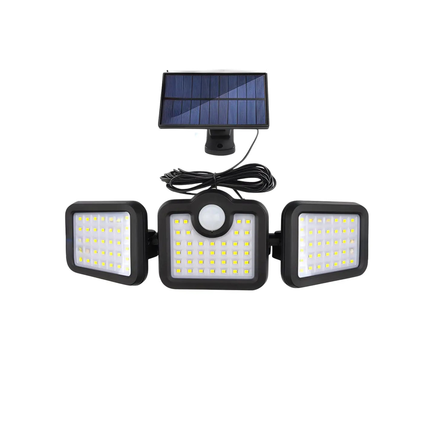 Solarlampa utomhus strålkastare med rörelsesensor, 3 huvuden, IP65 vattentät