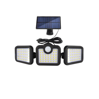 Solarlampa utomhus strålkastare med rörelsesensor, 3 huvuden, IP65 vattentät