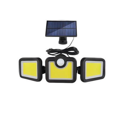 Solarlampa utomhus strålkastare med rörelsesensor, 3 huvuden, IP65 vattentät