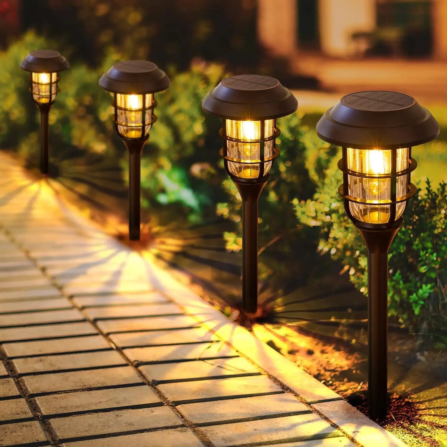 Solcells-LED-lampa för trädgården med modern randig design för utomhusbruk